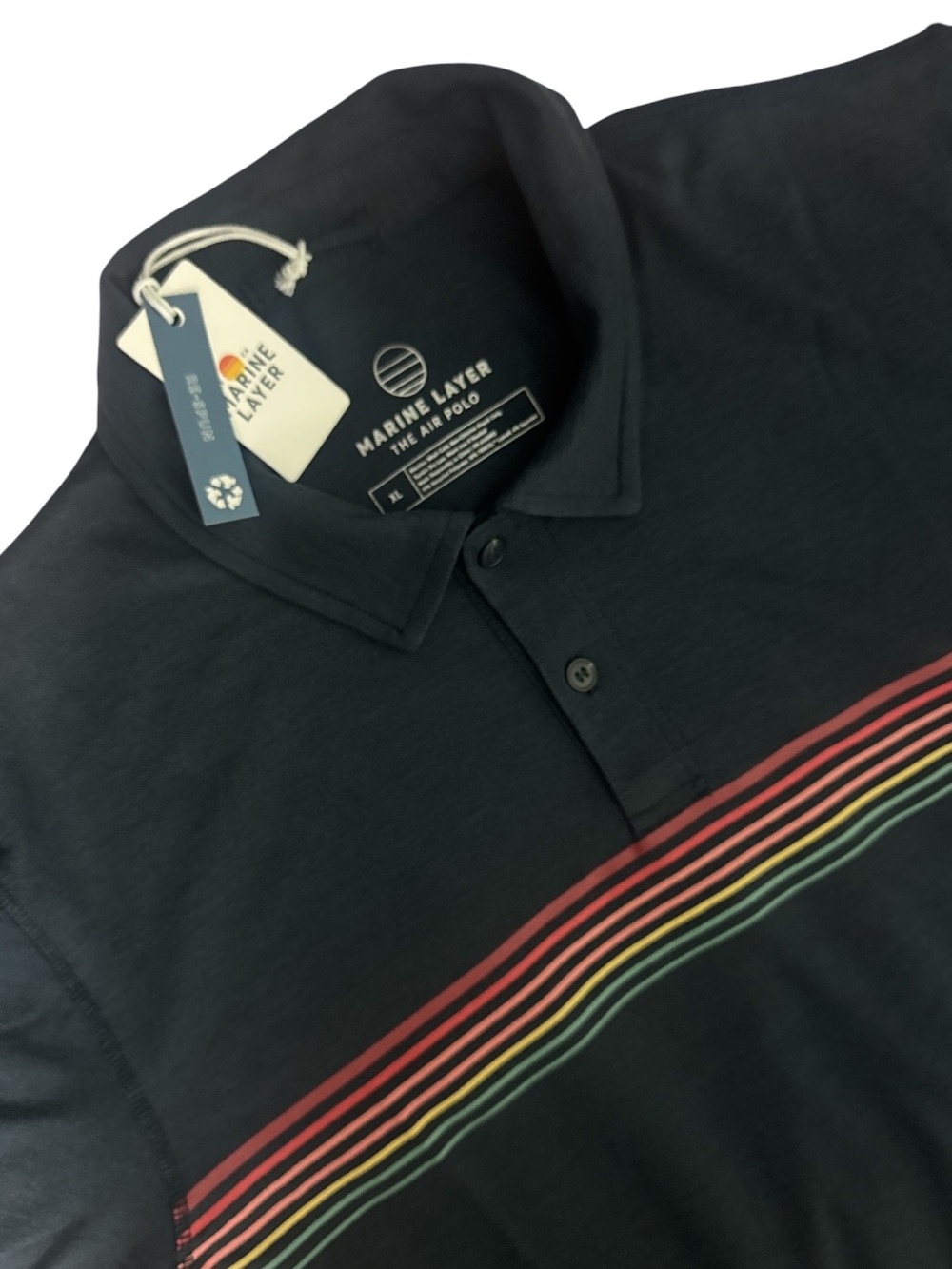 NWT Marine Layer Air Polo XL Sky Captain Multi Stripe Performance POLO